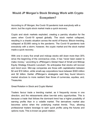 would jp morgan s stock strategy work with crypto