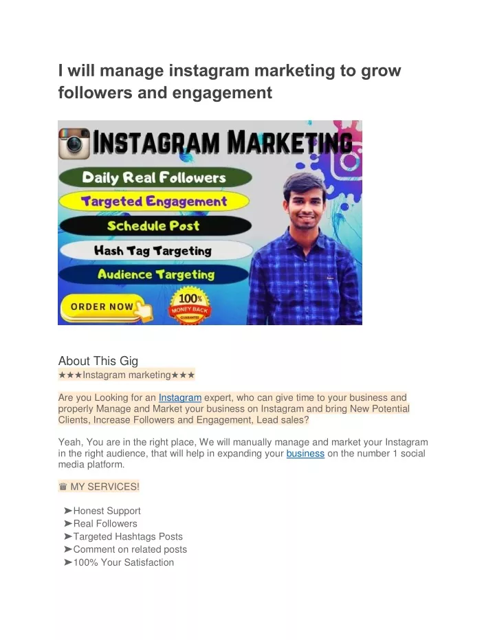 i will manage instagram marketing to grow