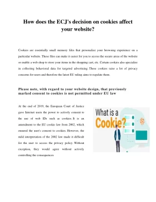 How does the ECJ's decision on cookies affect your website?