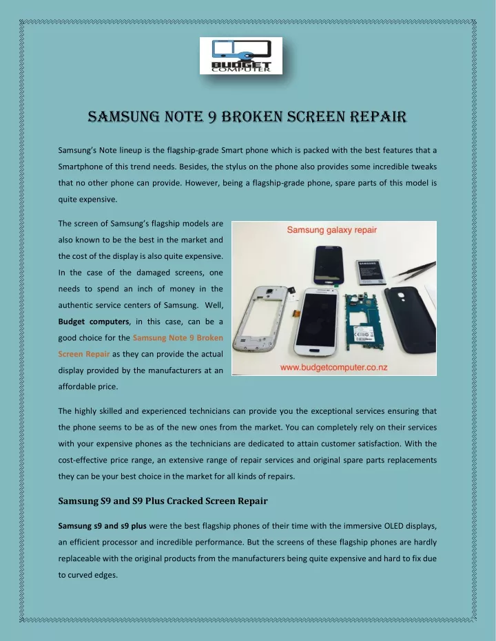 samsung note 9 broken screen repair