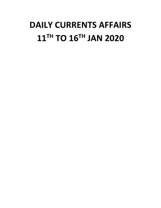 daily currents affairs 11 th to 16 th jan 2020