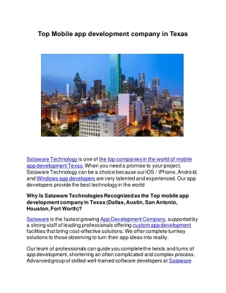 Top Mobile app development company in Texas