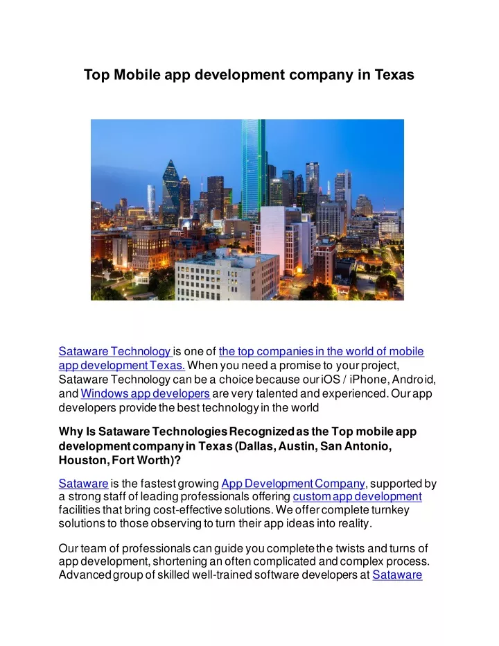 top mobile app development company in texas