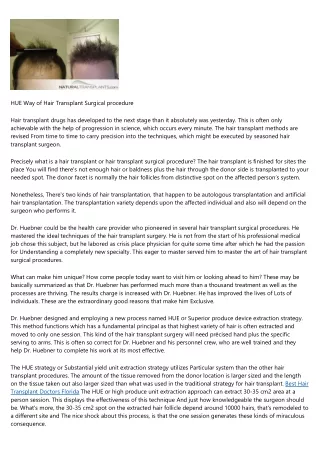 hue way of hair transplant surgical procedure