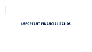 Important Financial Ratios