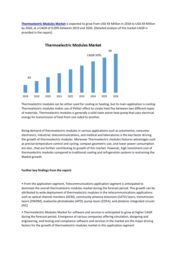 thermoelectric modules market is expected to grow