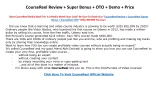 CourseReel Review   Super Bonus   OTO   Demo   Price