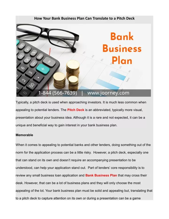 how your bank business plan can translate