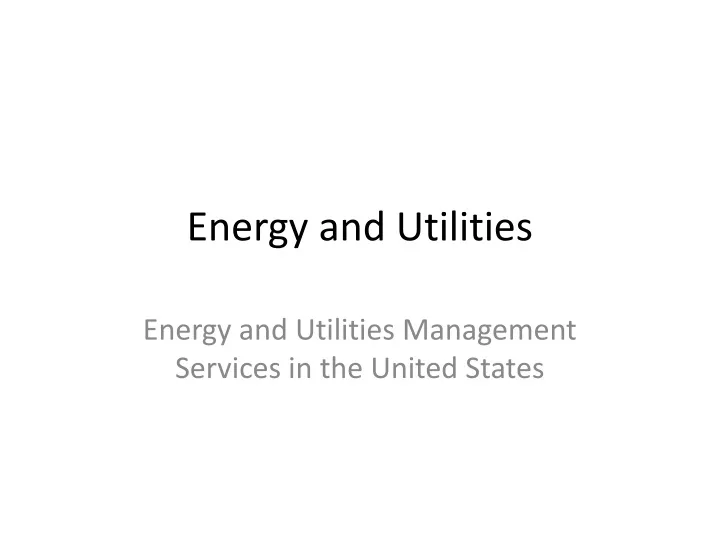 energy and utilities