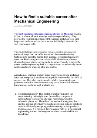how to find a suitable career after mechanical