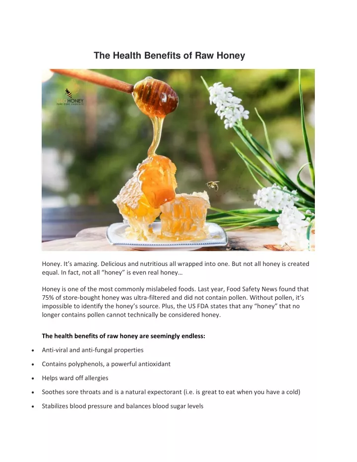 the health benefits of raw honey