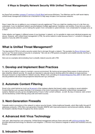 6 Ways to Simplify Network Security With Unified Threat Management