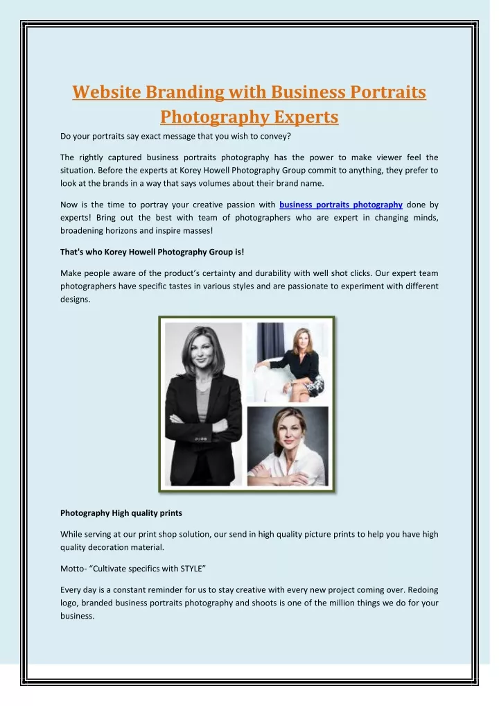 website branding with business portraits