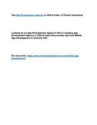 top app development agency in usa india 21twelve