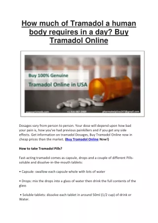 How much of Tramadol a human body requires in a day? Buy Tramadol Online