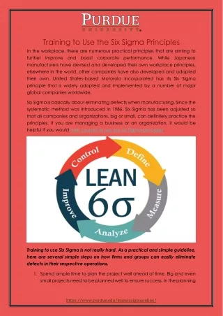 training to use the six sigma principles