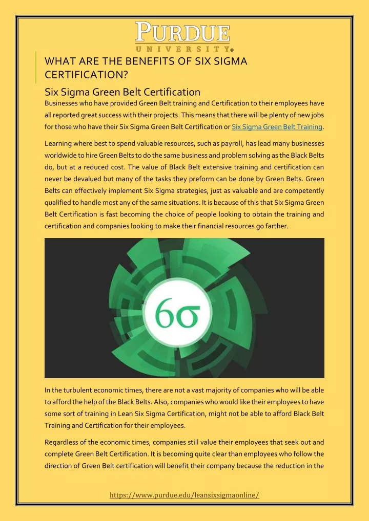 what are the benefits of six sigma certification