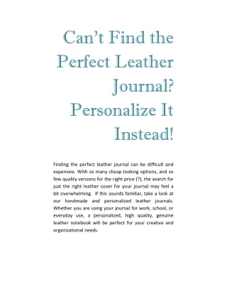 can t find the perfect leather journal