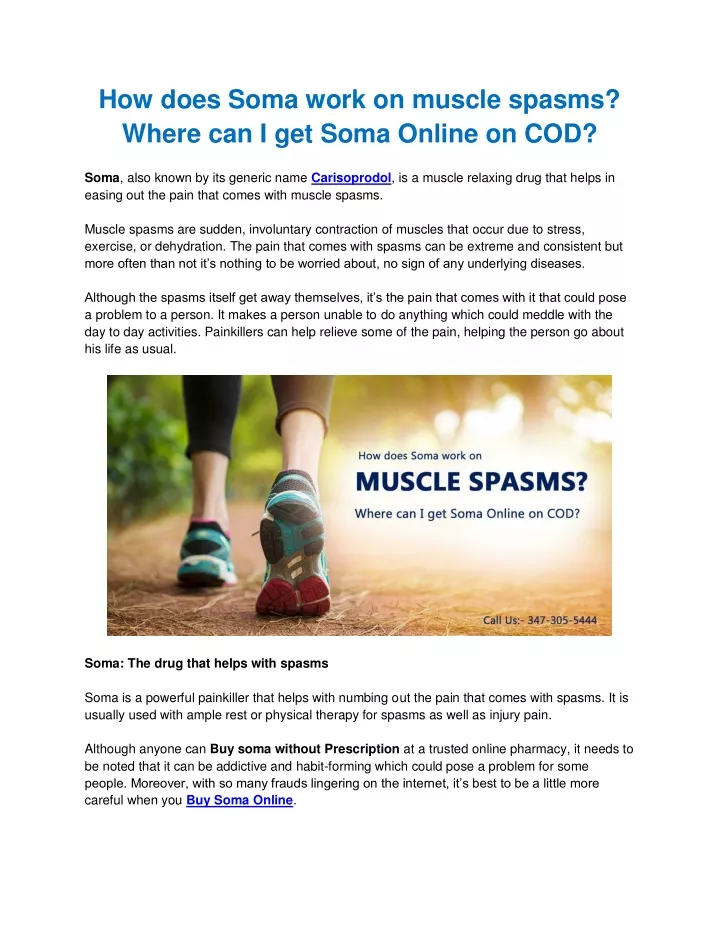 how does soma work on muscle spasms where