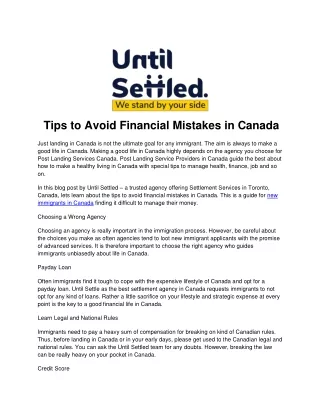 Tips to Avoid Financial Mistakes in Canada