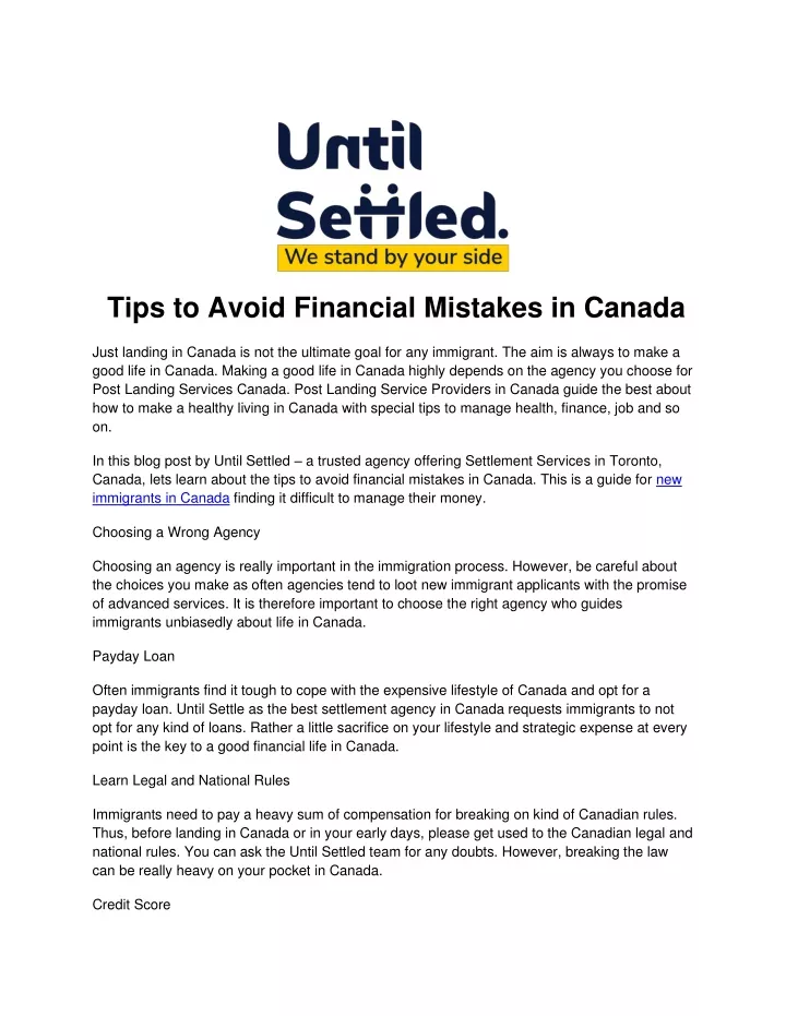 tips to avoid financial mistakes in canada