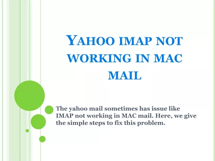 yahoo imap not working in mac mail