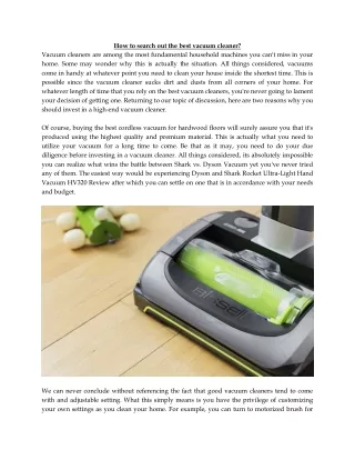 how to search out the best vacuum cleaner