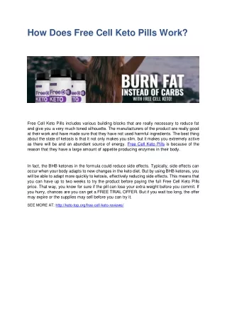how does free cell keto pills work
