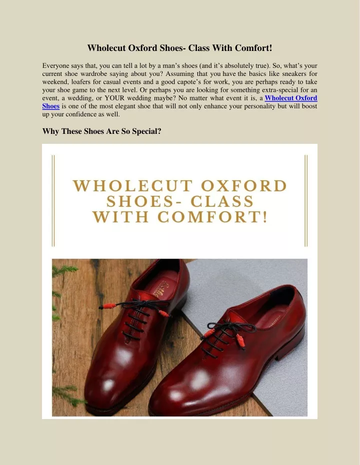 wholecut oxford shoes class with comfort