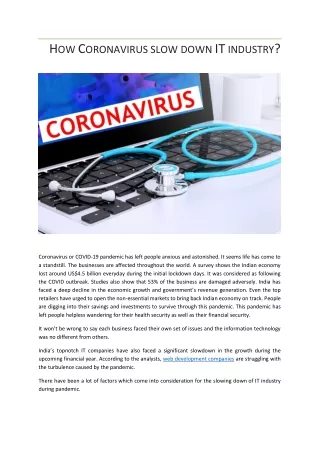 h ow c oronavirus slow down it industry