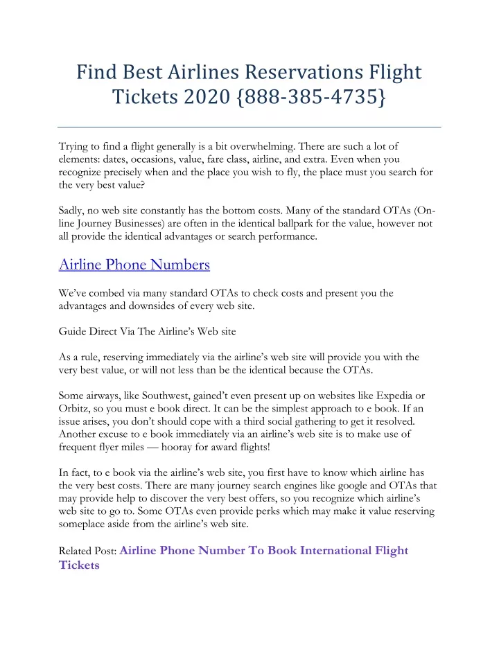 find best airlines reservations flight tickets