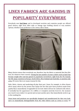 linen fabrics are gaining in popularity everywhere
