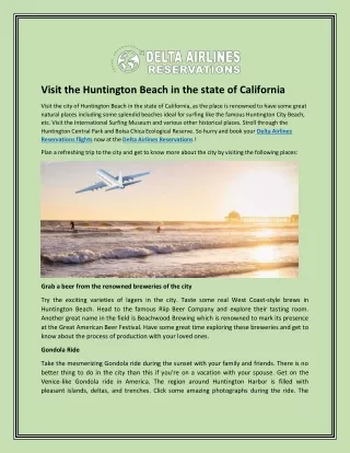 Visit the Huntington Beach in the state of California