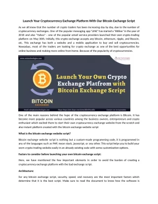 launch your cryptocurrency exchange pla orm with