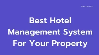 Nanovise Hotel Management System