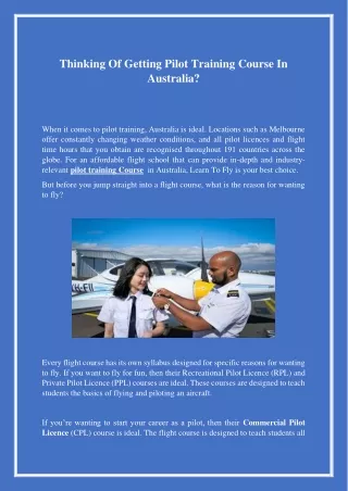 thinking of getting pilot training course