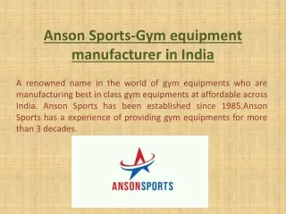 Gym equipment manufacturers in delhi | Gym equipment manufacturers in india | Anson Sports