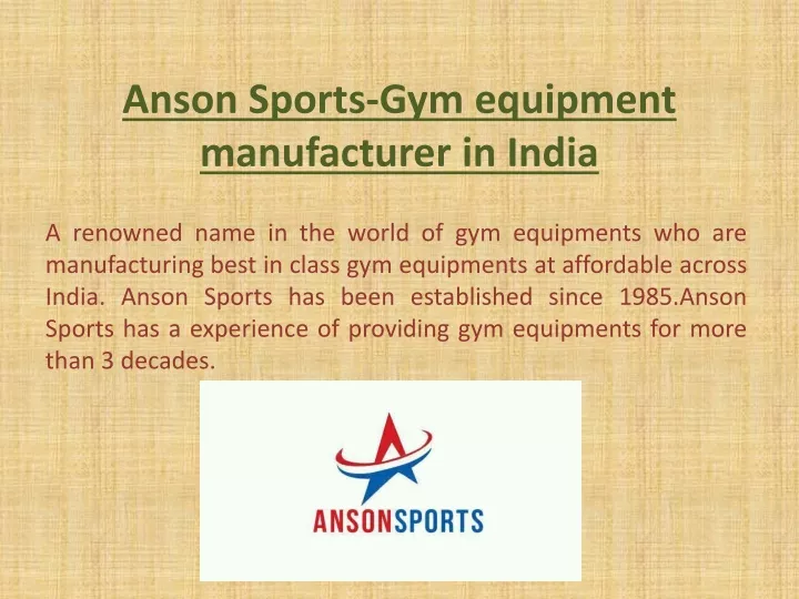 anson sports gym equipment manufacturer in india