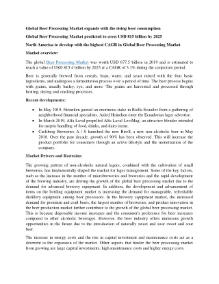 global beer processing market expands with