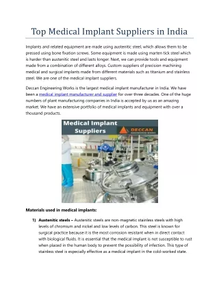 top medical implant suppliers in india