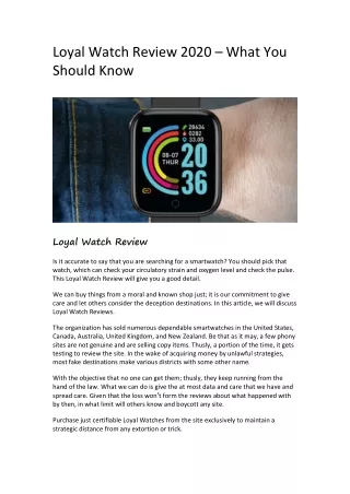 Loyal Watch Review 2020 – What You Should Know
