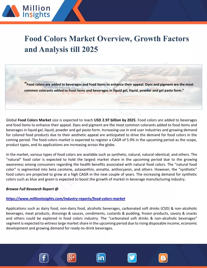 food colors market overview growth factors
