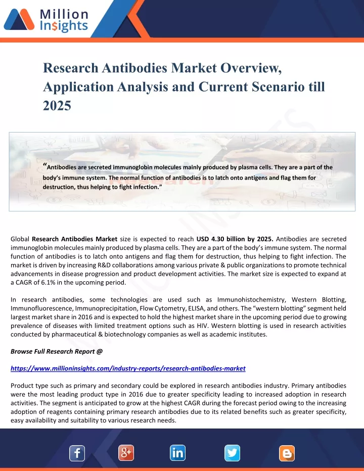 research antibodies market overview application