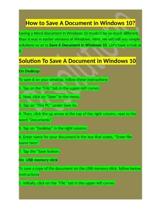 how to save a document in windows 10