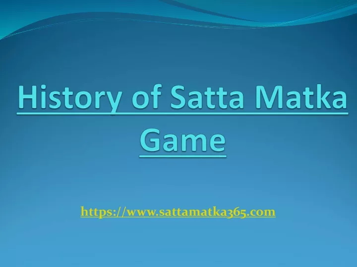history of satta matka game