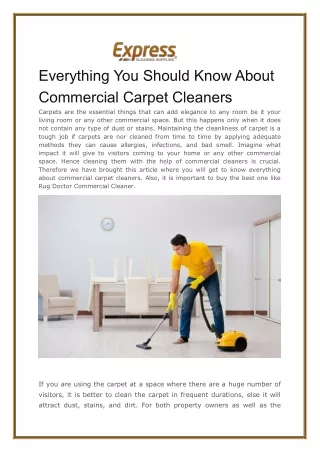 Everything You Should Know About Commercial Carpet Cleaners
