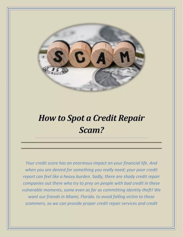 how to spot a credit repair scam