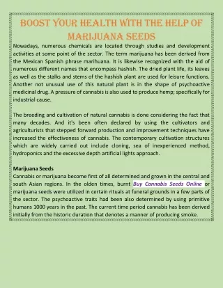 boost your health with the help of marijuana