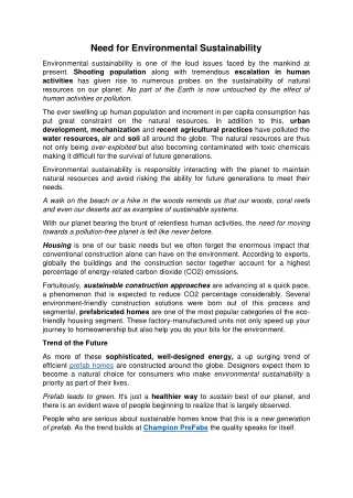 need for environmental sustainability