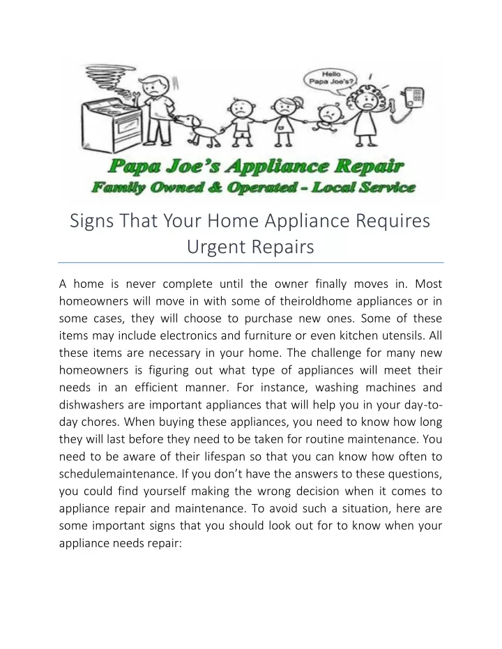 signs that your home appliance requires urgent